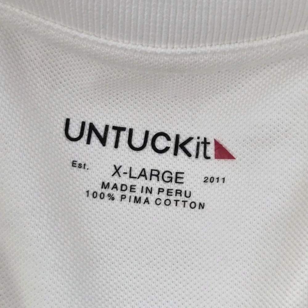 UNTUCKit Polo Shirt Men's XL White Short Sleeve Casual Gondola Pima Cotton‎